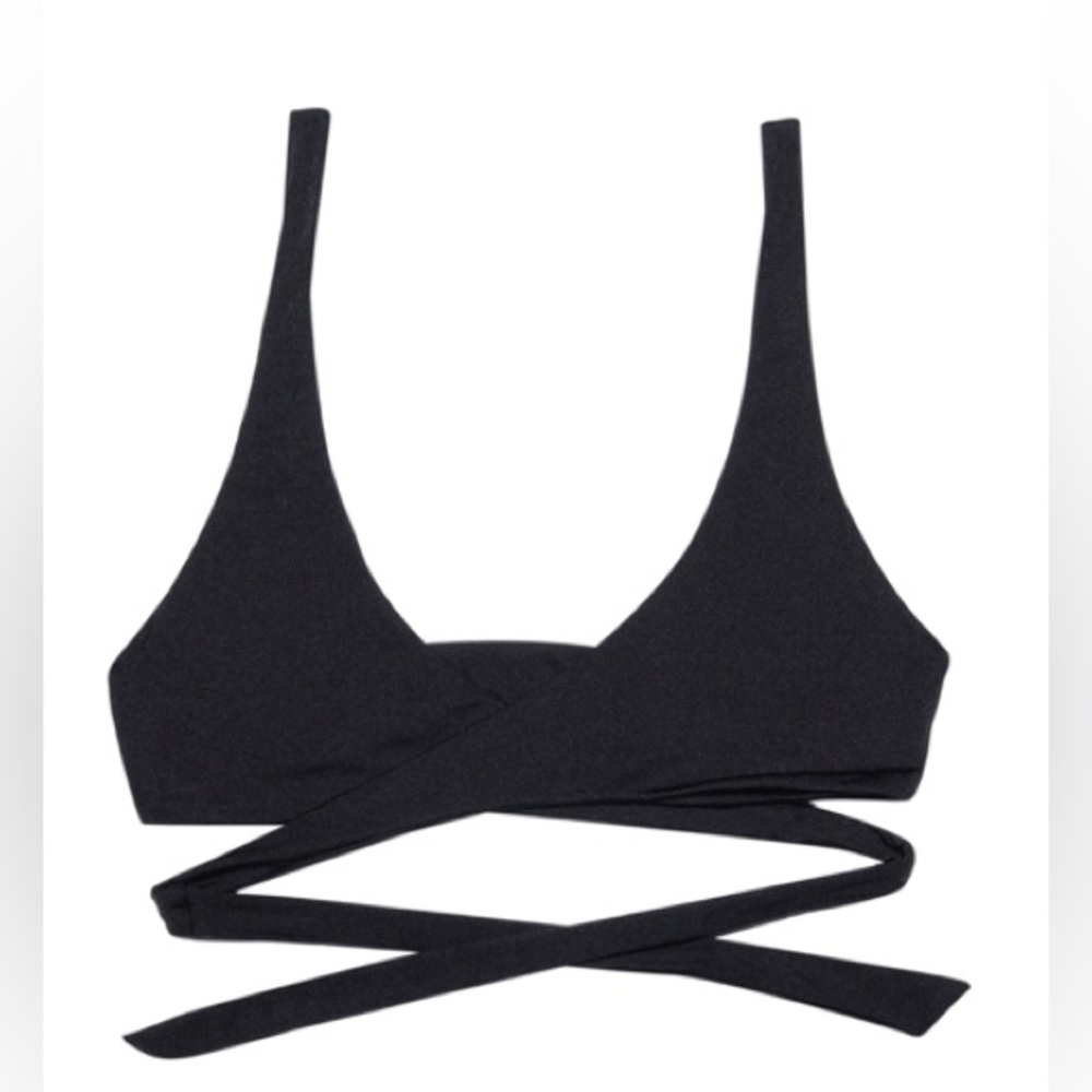 NWT Revolve Beach Bunny Skylar Ribbed Triangle Wrap Bikini Top in Carbon Large - Picture 9 of 15